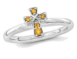  1/10 Carat (ctw) Citrine Cross Ring in Sterling Silver